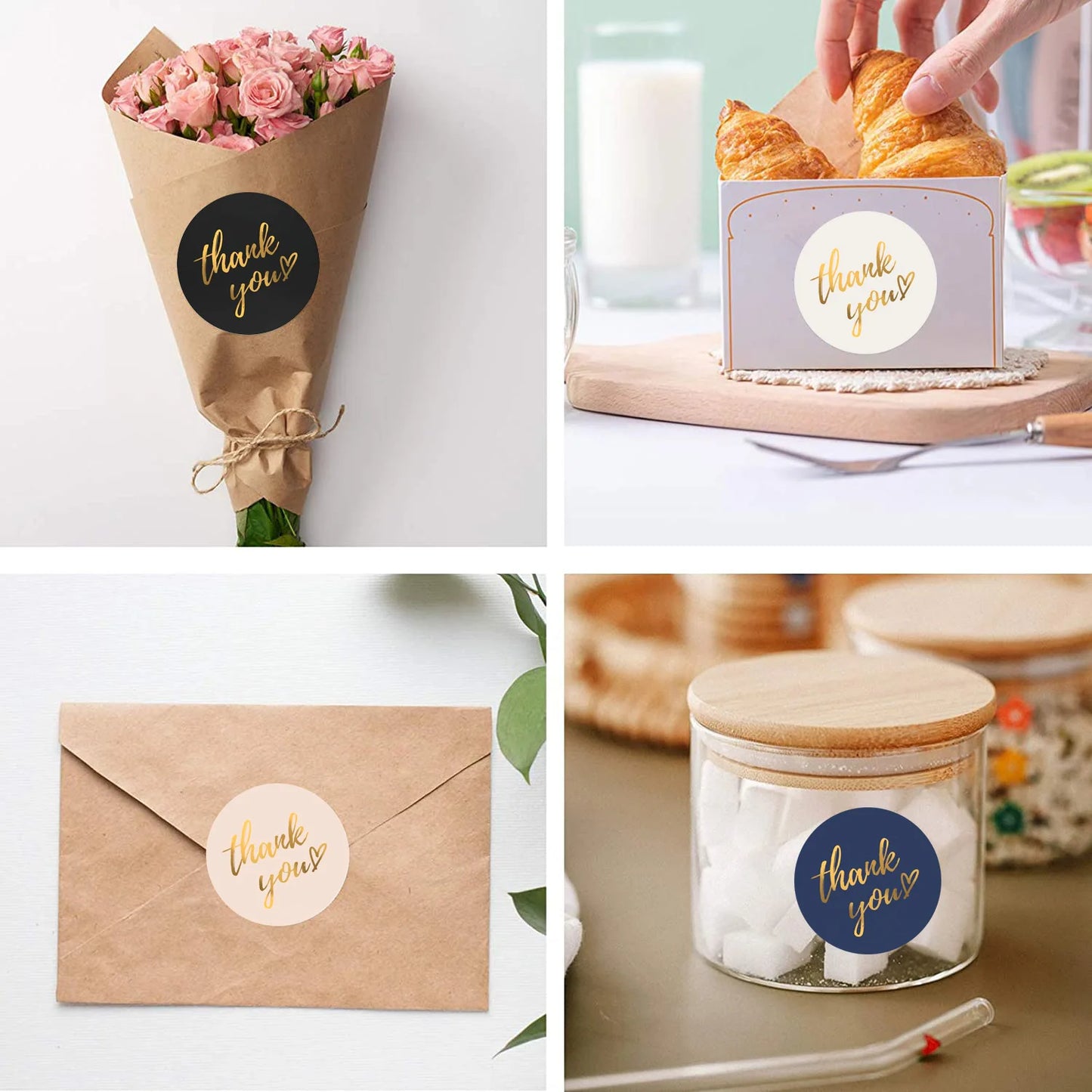 EZ 50-500pcs 1inch Blue Thank You Stickers For Envelope Sealing Labels Stationery Supplies Handmade Wedding Gift Decoration Sticker