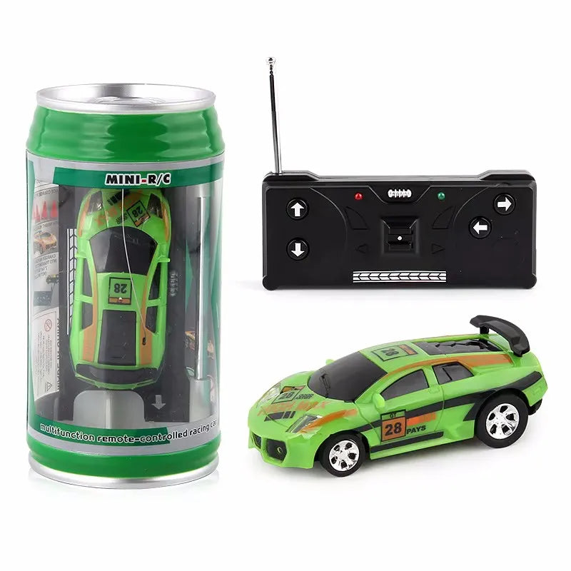 EZ Mini Can Mini Cans RC Car Battery Operated Plastic Remote Control Racing Vehicle with Roadblocks Micro Racing Car for Kids Boys