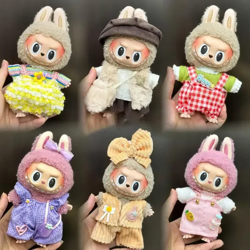 EZ Mini Plush Doll'S Clothes Outfit Accessories For Korea Kpop Exo 15-17cm Labubu Idol Overalls set Clothing Gift