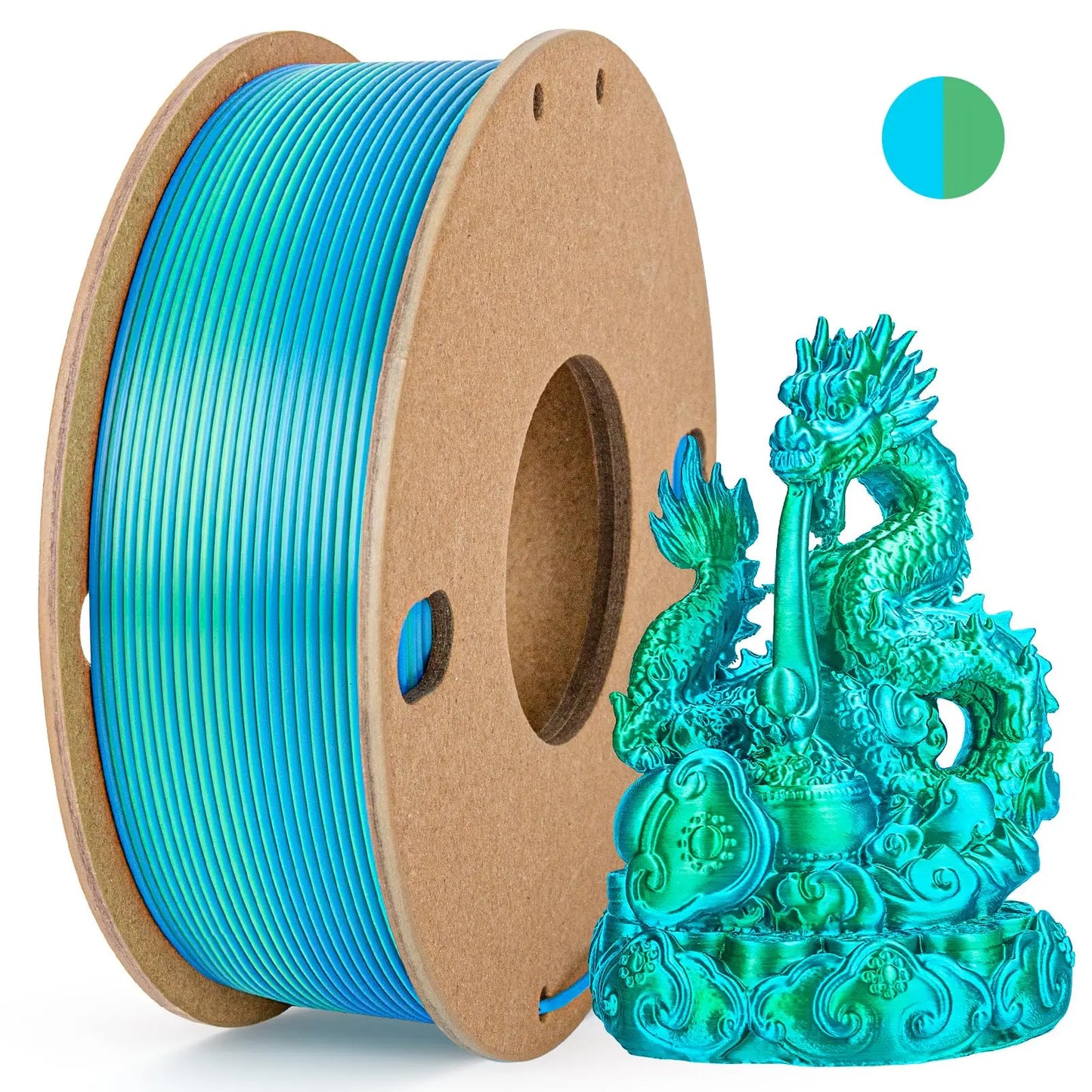 EZ Three color PLA silk filament 250g per roll net weight, suitable for FDM 3D printers, 1.75mm silk PLA 3D printing material.