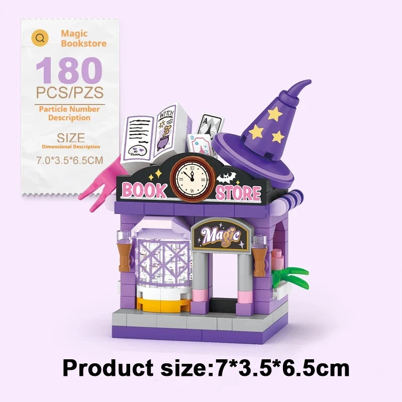 EZ Restaurant Dessert Coffee Pet Fruit Store Street View Food House Building Blocks Kit Girls Bricks Model Kids Toy Boy Child Gifts