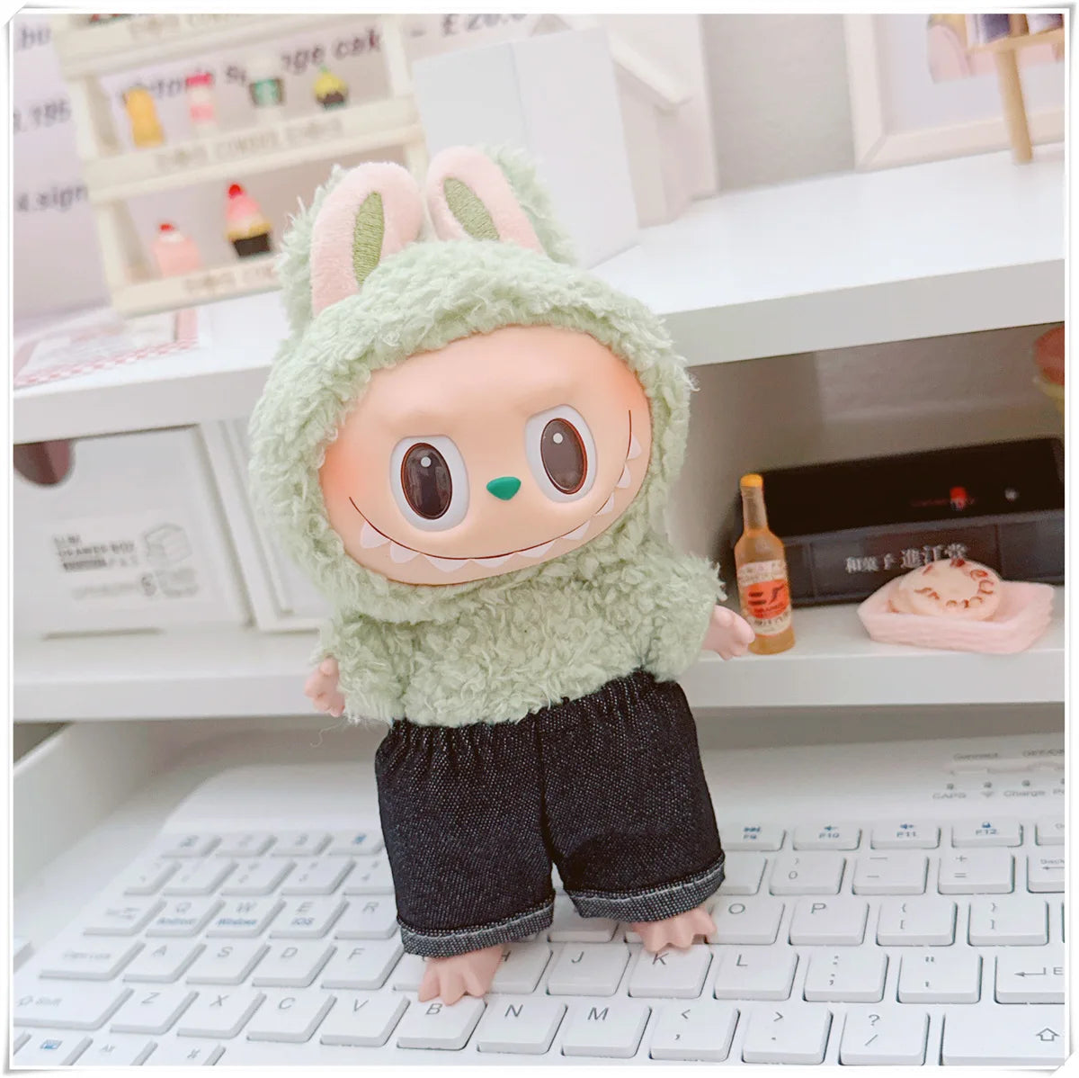 EZ 15/17cm Labubu V1 V2 Doll Clothing Fashion Hoodie and Pants Set Korean Idol Trendy DIY Doll Clothing Accessories Toy Gift