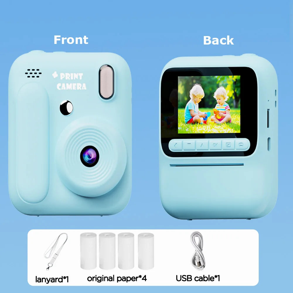 EZ Kids Instant Camera Color Printing Camera 32GB 1080P Thermal Print Toys Camera Print Photo Video Games Music Children Gift