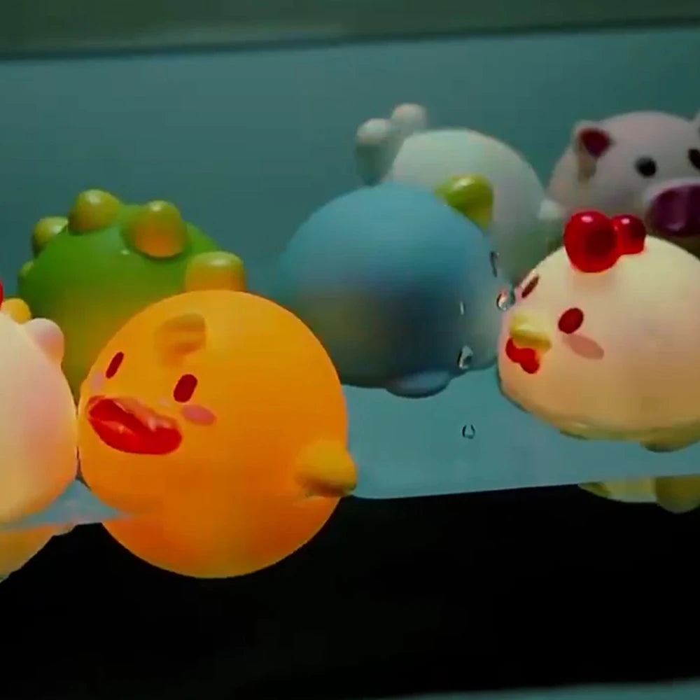 EZ Baby Cute Animals Bath Toy LED Light Up Toys Swimming Water Soft Rubber Float Induction Luminous Duck for Kids Play Funny Gifts