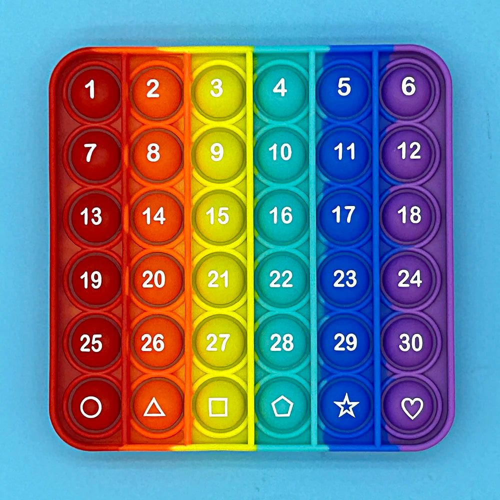 EZ 2pcs/pack Numbers Letters Alphabet Math Learning Fidget Toys Silicone Rainbow Square Circle Educational Toys for Kids