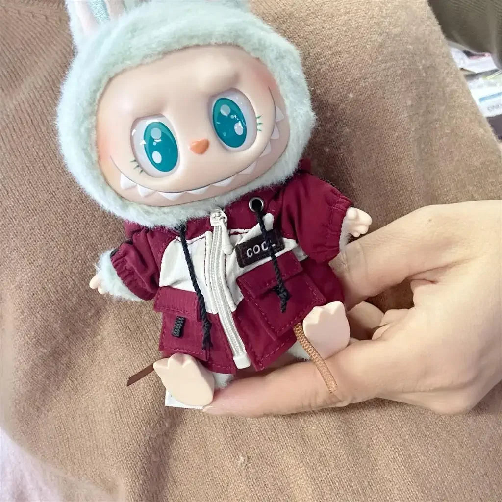 EZ 17cm Mini Plush Doll'S Clothes Outfit Accessories For Korea Kpop Exo Labubu Idol trendy cool tooling pocket Clothing Gift