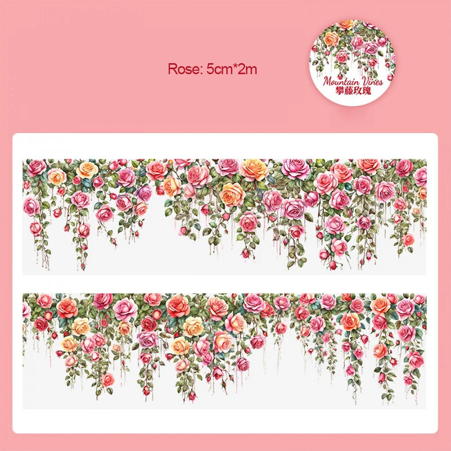 EZ 1Pc Flower vine sticker Rose Bougainvillea Ivy vine moss beautiful sticker DIY handmade photo album decorative sticker