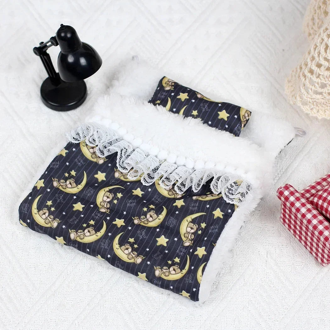 EZ Ropa Labubu For 15/17cm Labubu Doll Quilt and Pajama Set Three-piece Set Cosy Baby Bed Home Warmth Toy Girl Gift