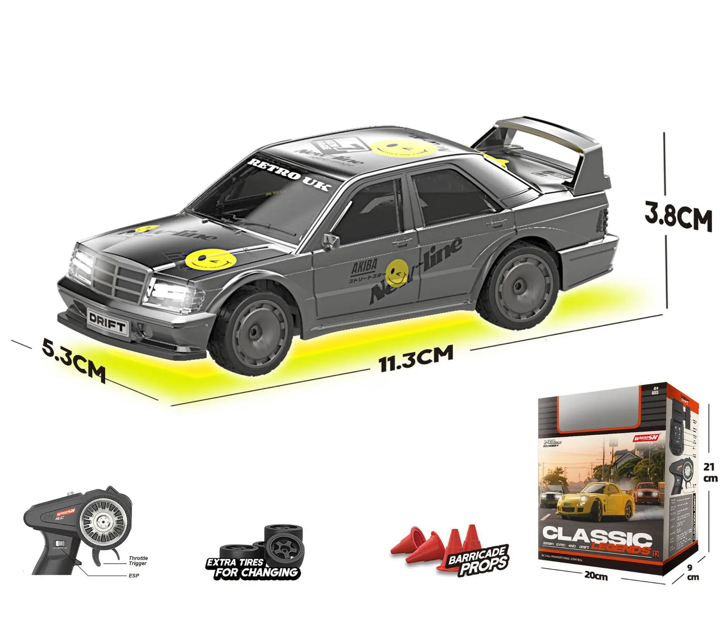 EZ Drift1/43 Mini Rc Car 2.4gq Fully Proportional 3-Speed Variable Speed Jdm Drift Remote Control Car Desktop Boychildren'Stoy Gift