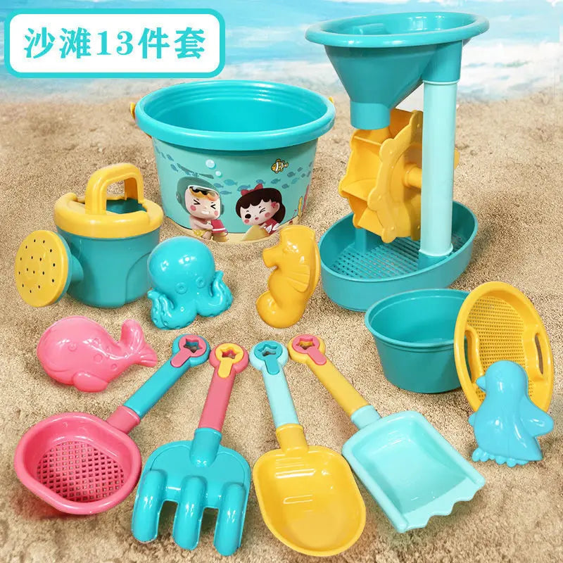 EZ 23PCS Summer Beach Set Toys For Kids Digging Sand Plastic Bucket Watering Bottle Shovels Children Beach Water Game Toys Tools