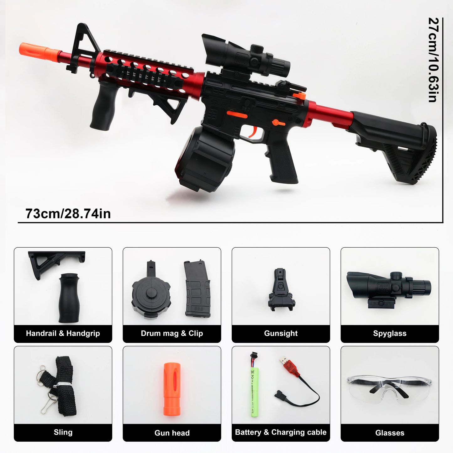 EZ M416 Electric Gel Ball Blaster Toy Gun， Manual/Automatic Mode  , Rechargeable - Suitable for Summer Outdoor Shooting Games