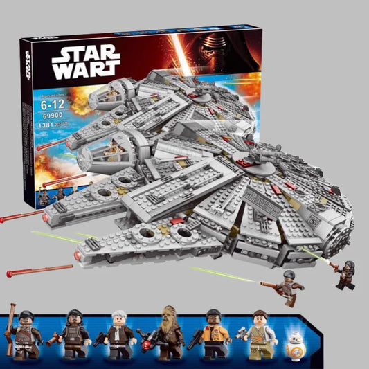 EZ In Stock 1381 Pcs Space Millennium War Ship Spacecraft Set Falcon Alien MINI 75105 Figure Model Building Blocks Bricks Toy Gift