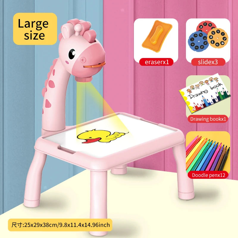 EZ Children's Projection Drawing Board Multi-functional Drawing Table Projector Graffiti Puzzle Toy