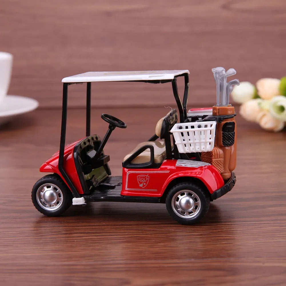 EZ 1/36 Golf Model Car Mini Pullback Action Golf Cart Model Kids Toy Easy Operation with Light Music Safe for Children Holiday Gift