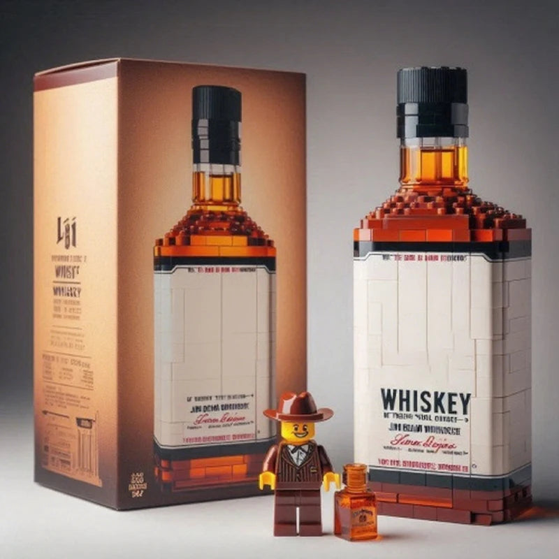 EZ 2025 NEW Building blocks whiskey bottle imported wine bottle decor set advanced wine cultural brick toy gift give friends