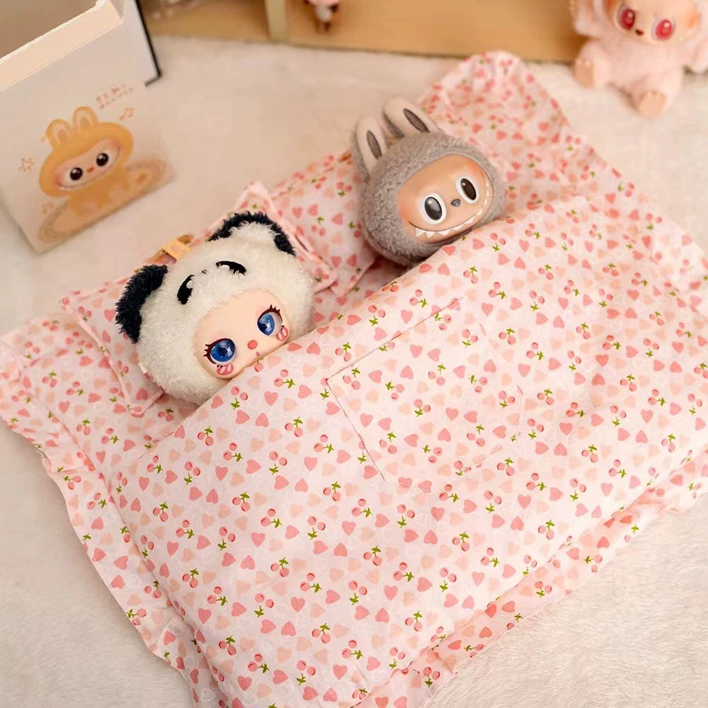 EZ 17cm Mini Plush Doll'S Clothes Outfit Accessories For Korea Kpop Exo Labubu Idol Plaid floral pajamas Clothing Gift