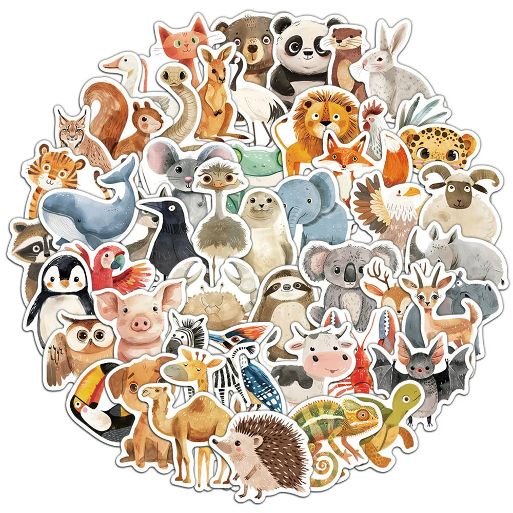 EZ 10/30/50pcs Cute Cartoon Childrens Book Paintings Animals Graffiti Stickers Laptop Phone Fridge Aesthetic Sticker for Kids Toys