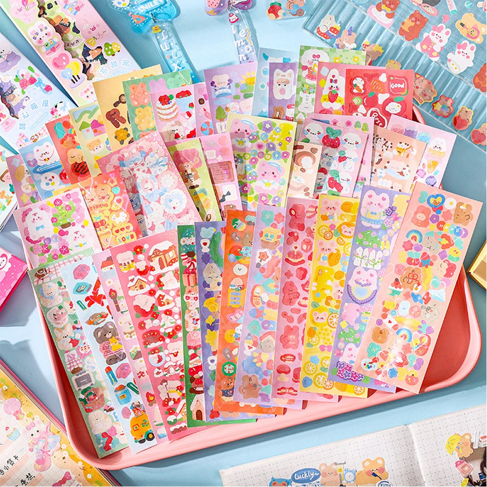 EZ 200p Kawaii Stickers for Kids Cute Stationary Aesthetic Diary Decoration Art Supplies Stickers for Scrapbooking Lot Korean Paper