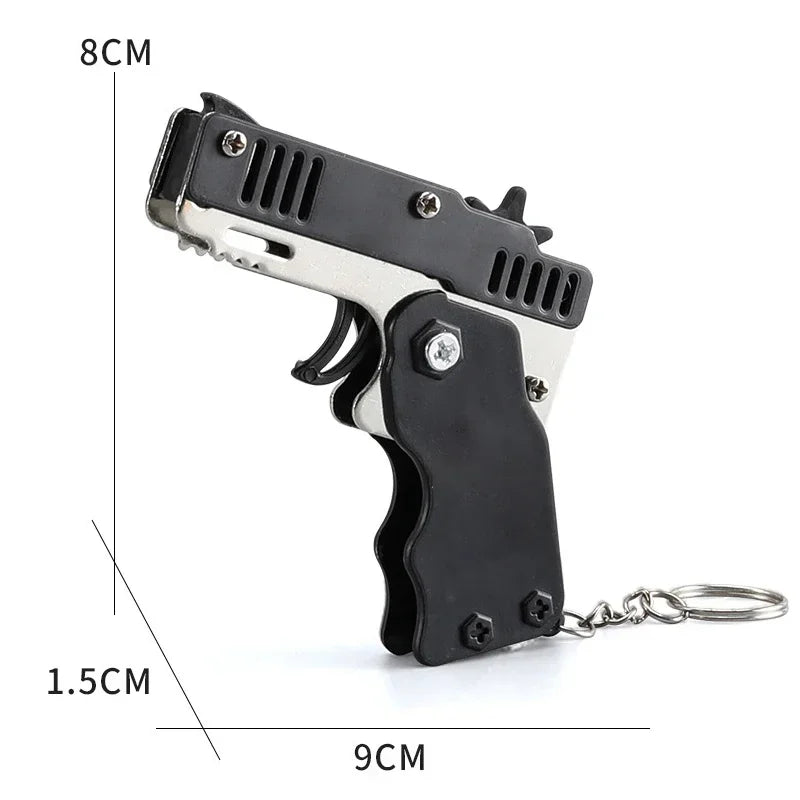 EZ 1PC Mini Keychain Gun Rubber Band Gun Toy Gun Shooting Pistol Alloy Kid Outdoor Activities Party Game Birthday Gift for Children