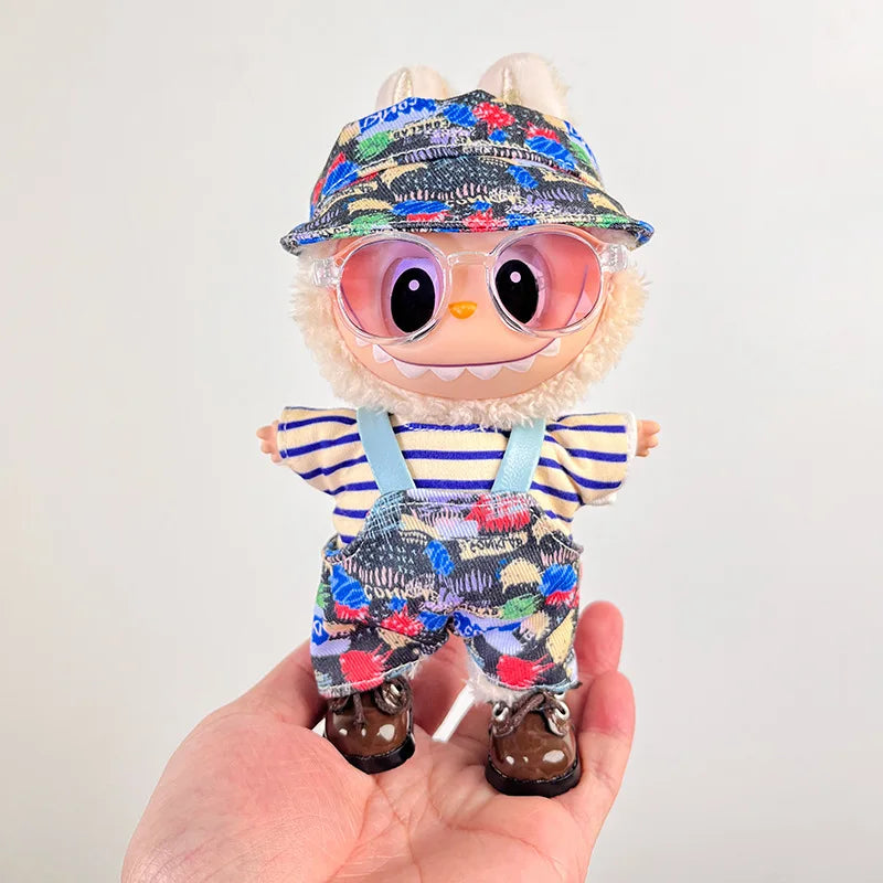 EZ For Labubu Clothes 17cm Labubu Plush Toy Pendant Clothes Replace Cute Fashionable Suit Fashionable And Cute Dress-up Accessories