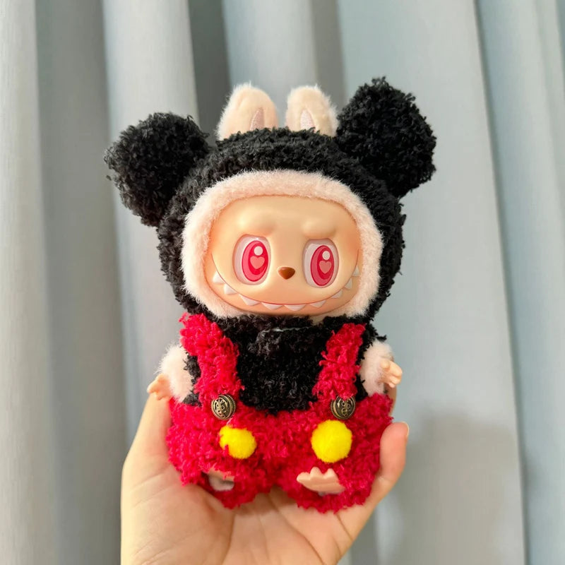 EZ 17cm Labubu Doll Clothes Pink Pig Jumpsuit Clothing Set Baby Pendant Clothes Green Frog Onesie Clothes Replacement Trend Gift