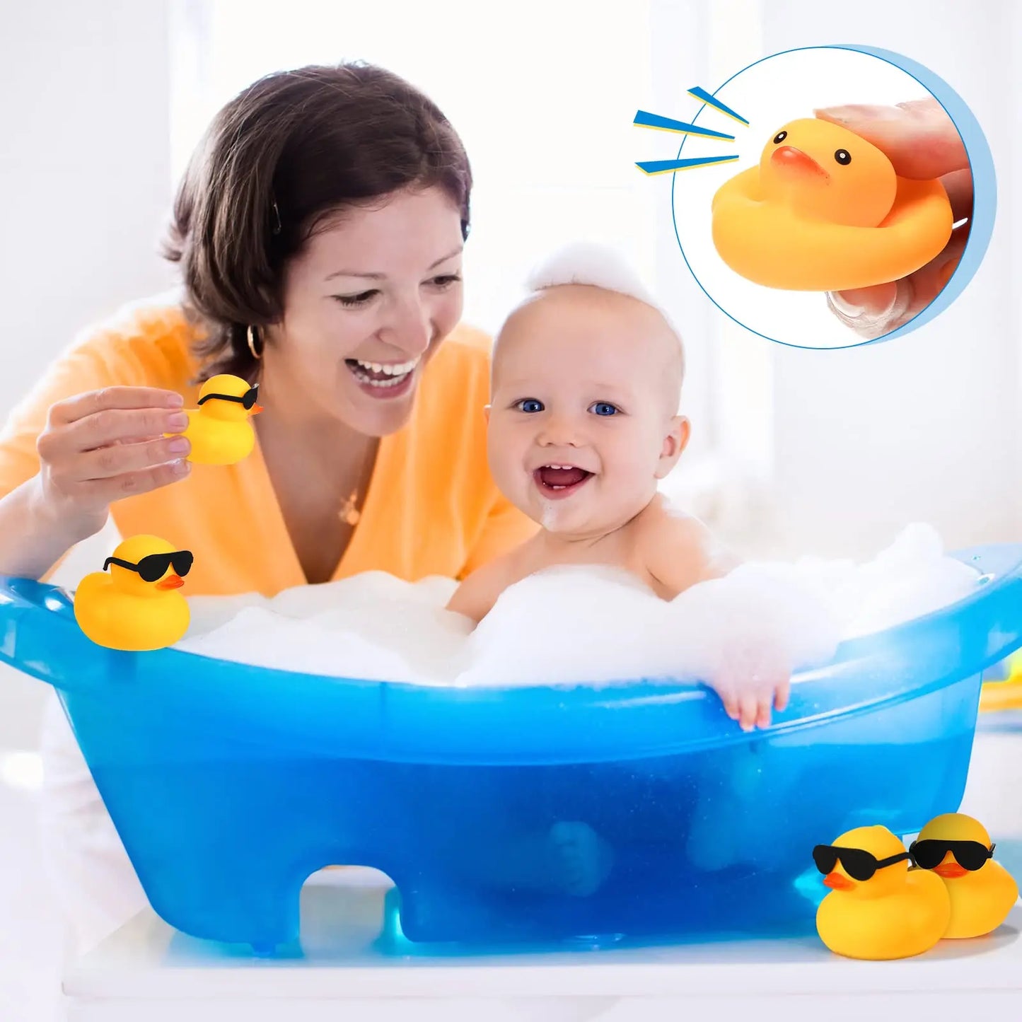 EZ 6/12/24PCS  Duck Toys Mini Rubber Ducks Squeak and Float Ducks Shower Toy for Toddlers Boys Girls