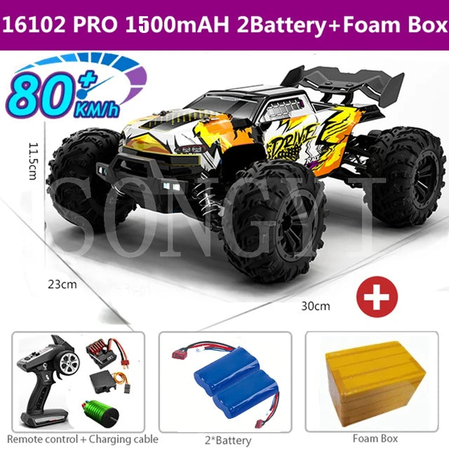 EZ 50 or 80KM/H Rc Cars 1/16 Off Drift Road 4WD with LED 2.4G Waterproof Remote Control Monster Truck for Adults and Kids Toy Gift