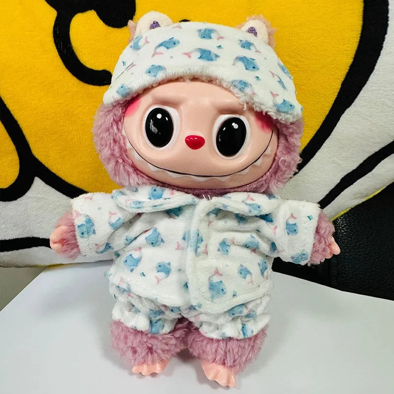 EZ Doll Clothes Accessories for 17cm Labubu Dolls Baby Doll Lovely Pajamas With Eye Mask Stuffed Cotton Toy for Korea Star Kpop EXO