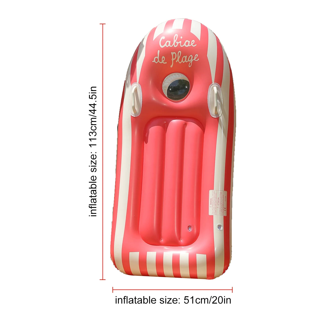 EZ 1PC Inflatable Portable Folding Surf Board with Safety Handles, Nordic Stripes Design for Shallow Water,