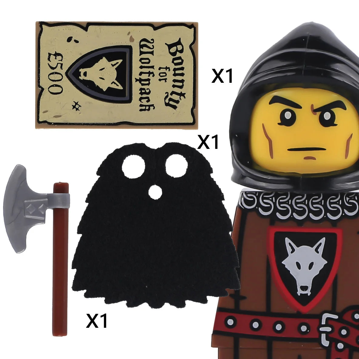 EZ MOC Castle Wolf Knights Figures Building Blocks Medieval Militray Soldiers Guard Ranger Warrior Shields Cape Weapons Bricks Toys