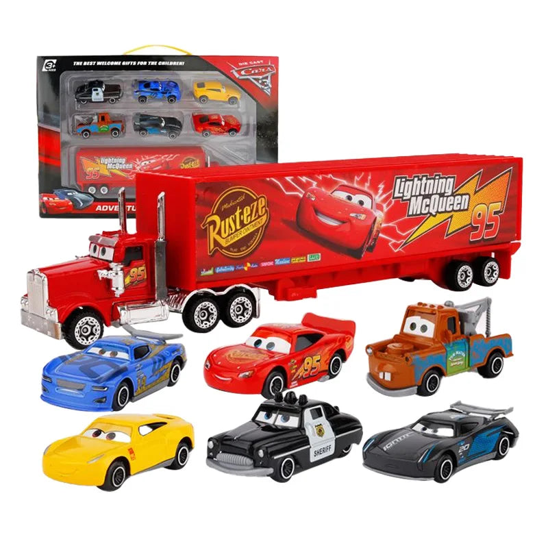 EZ 6-7pcs Disney Pixar Car 3 2 1 Lightning Mcqueen Truck Mack Jackson Storm Diecast Metal racing Car dinoco racer toy Set Boy Gift
