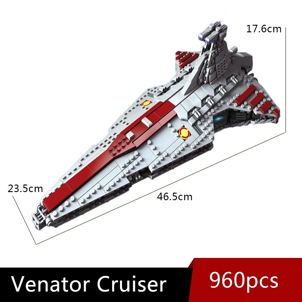 EZ 67106 JIESTAR High-tech Moc Venator Attack Cruiser Fighter Destroyer Brick Technical Model Building Star Blocks Space Ship Toys