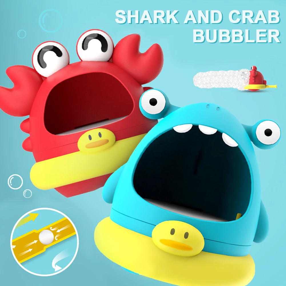 EZ Bathtub Soap Machine Blowing Bubble Baby Bath Toys Cute Cartoon Shark And Crab Bathroom Swimming Pool Toys Outdoor Foam Maker