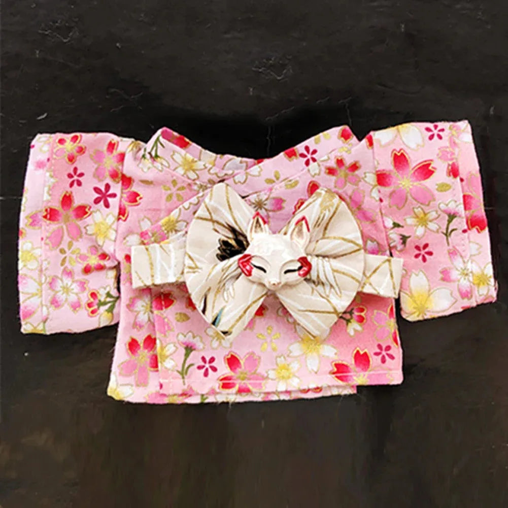 EZ Skull Panda Labubu Japanese Style Dress for 17cm Labubu Doll Outfit Koi Cherry Blossom Pattern Kimono Doll Suit Doll Clothes Set