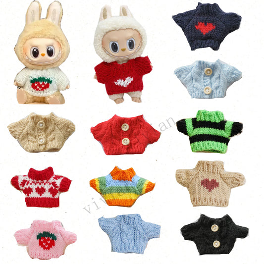 EZ Mini Doll'S Clothes Outfit Accessories For Labubu for Elf doll Knitted Christmas Love twisted solid Santa sweater Clothing
