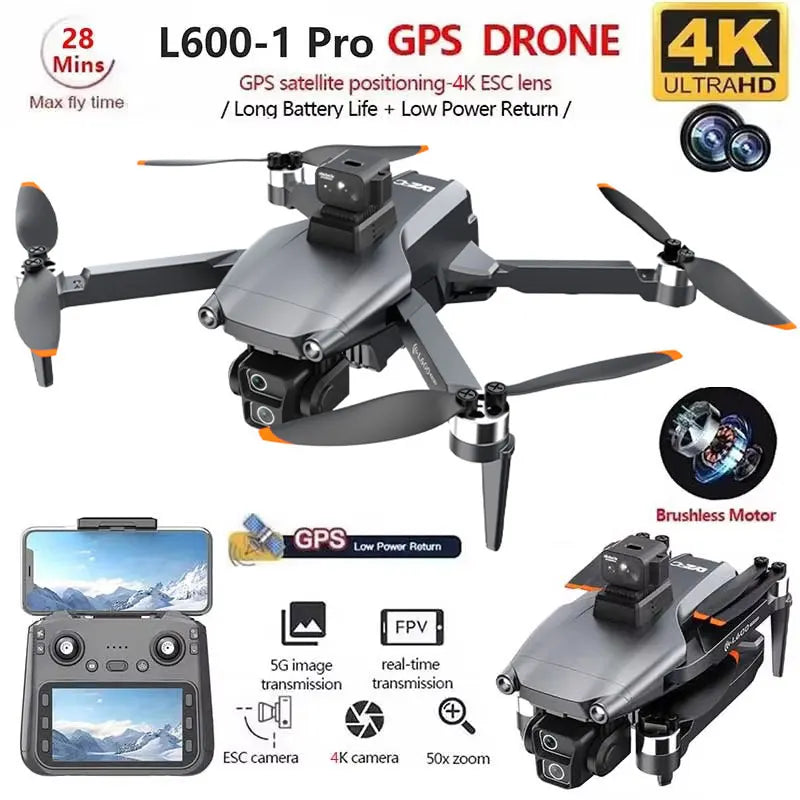 EZ L600-1 Pro GPS Drone 4K Professional HD Dual Camera With Screen 5G WIFI 360°Obstacle Avoidance Brushless Rc Quadcopter Drone